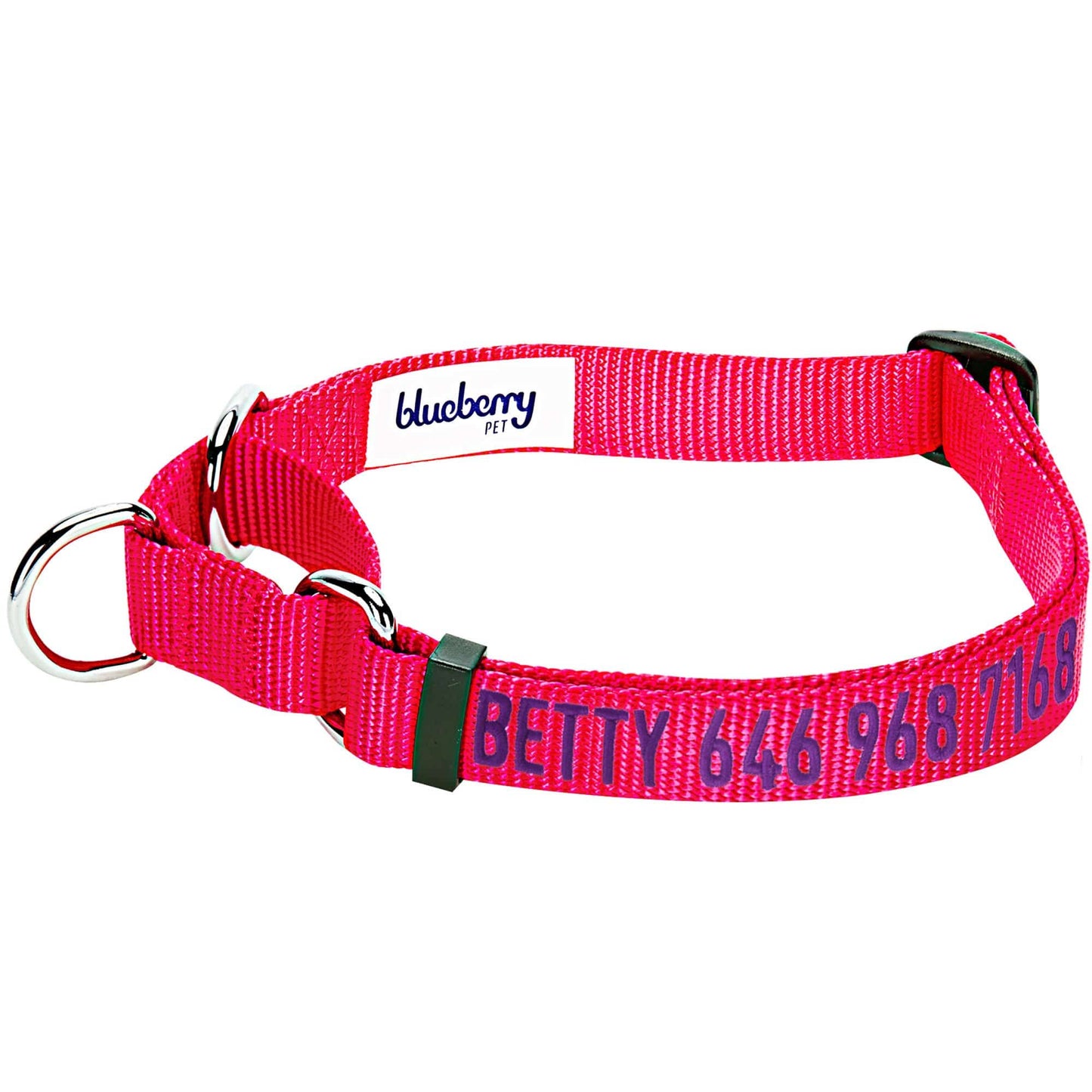 Nylon Personalized Martingale Safety Training Dog Collar Pink Red for Puppy Girl