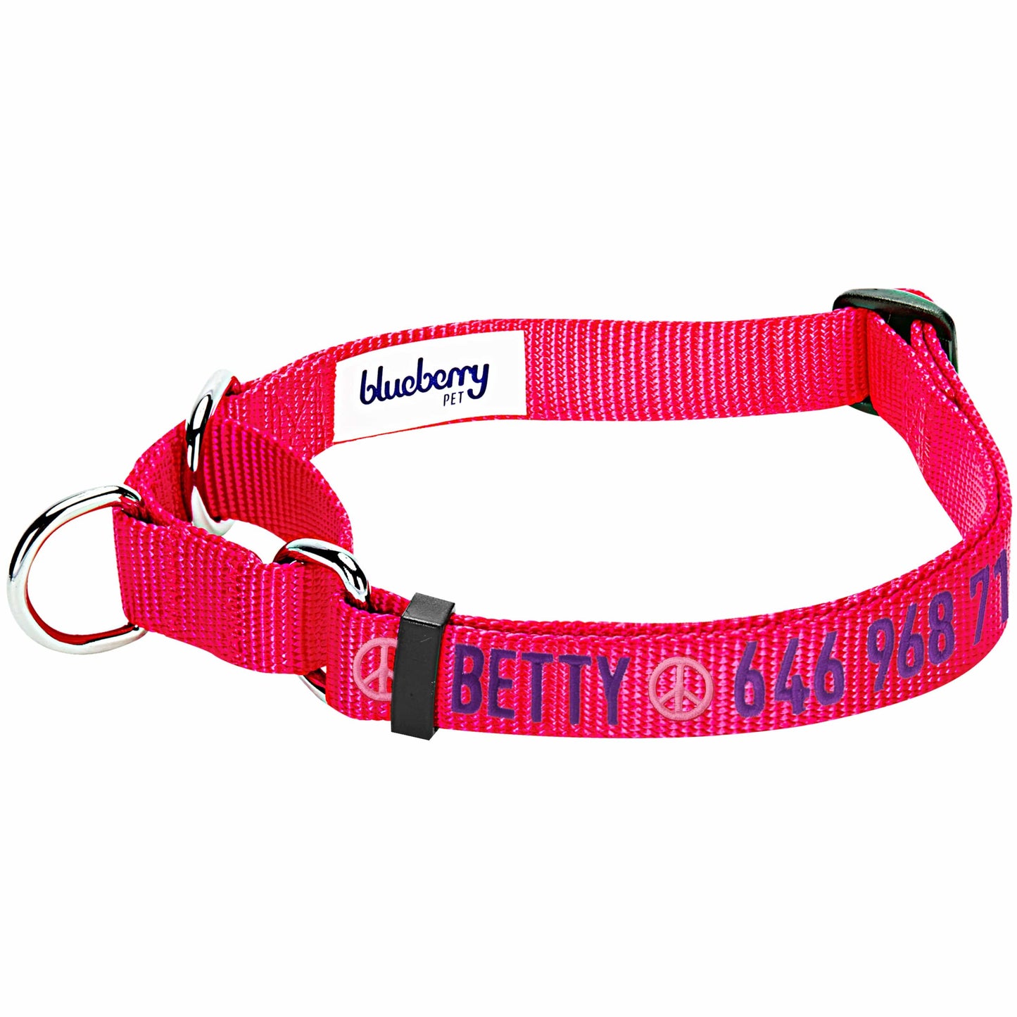 Nylon Personalized Martingale Safety Training Dog Collar Pink Red for Puppy Girl