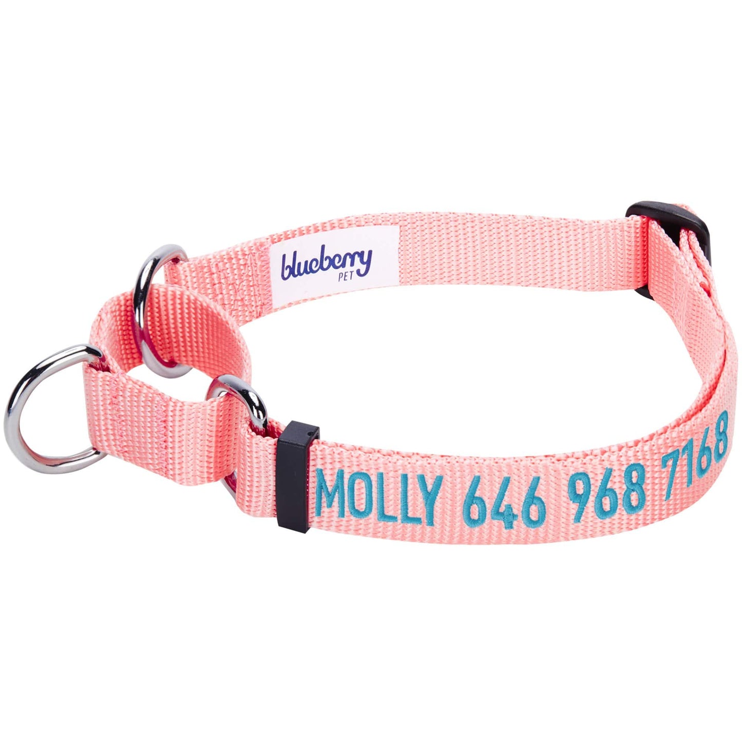 Nylon Personalized Martingale Safety Training Dog Collar Pink Red for Puppy Girl