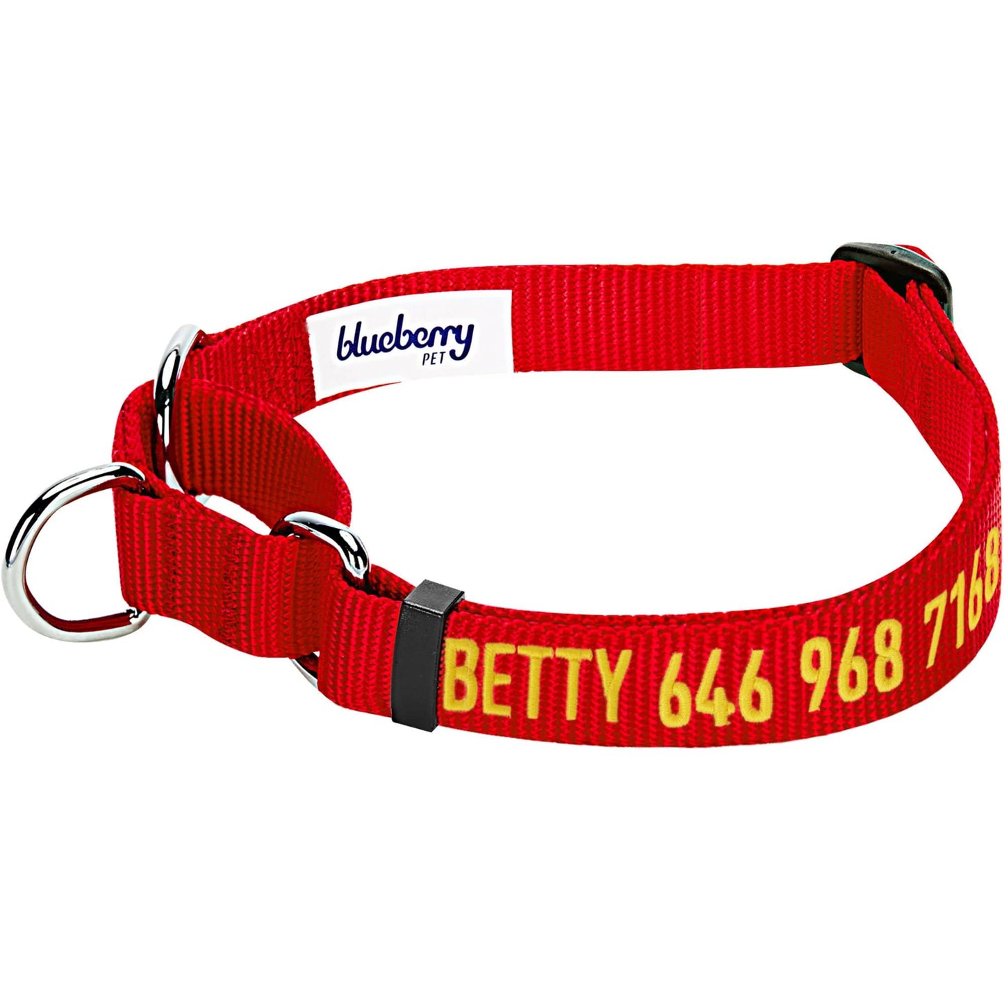 Nylon Personalized Martingale Safety Training Dog Collar Pink Red for Puppy Girl