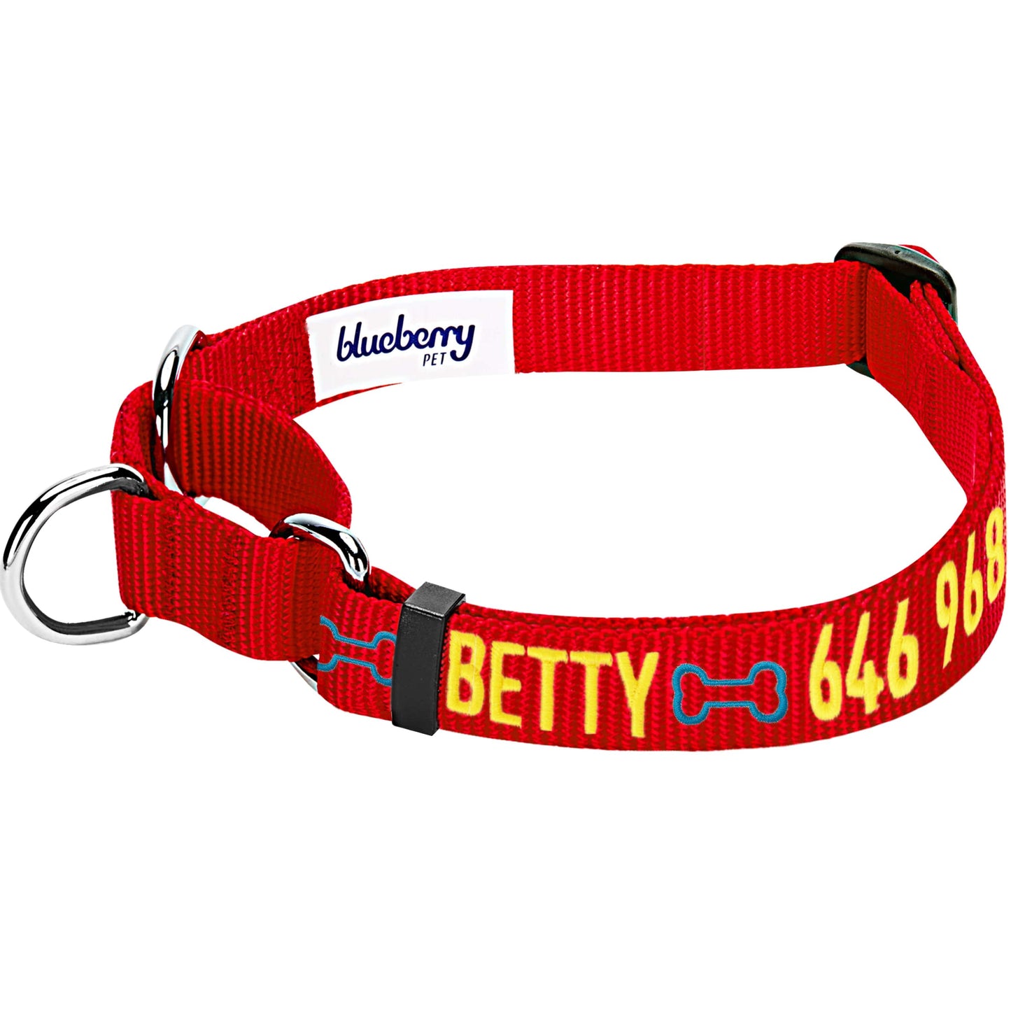 Nylon Personalized Martingale Safety Training Dog Collar Pink Red for Puppy Girl