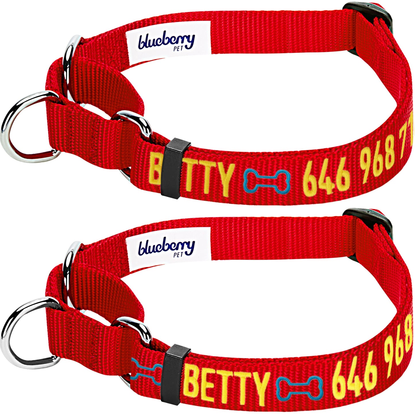 Nylon Personalized Martingale Safety Training Dog Collar Pink Red for Puppy Girl
