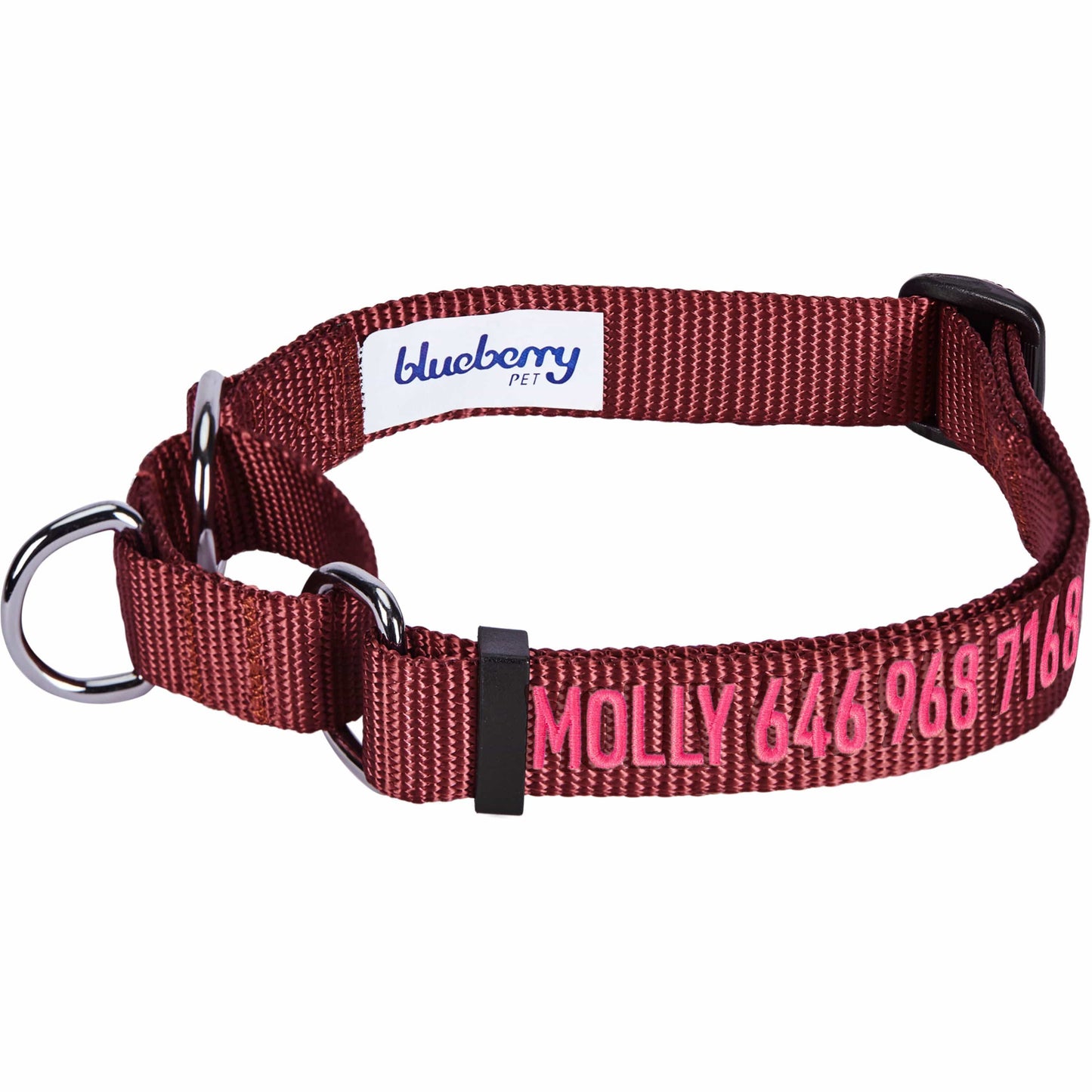 Nylon Personalized Martingale Safety Training Dog Collar Pink Red for Puppy Girl