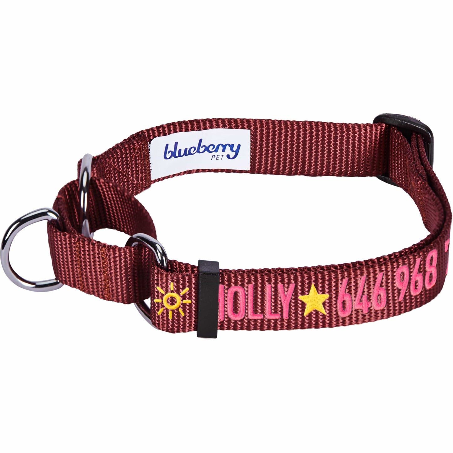 Nylon Personalized Martingale Safety Training Dog Collar Pink Red for Puppy Girl